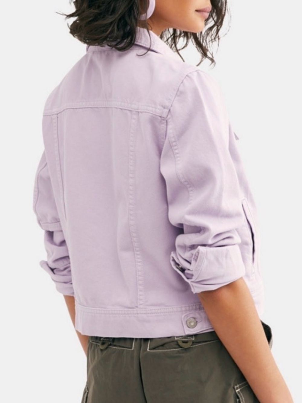 Free People Rumors Lavender Button-Up Denim Jacket Small SKU 26 - Picture 13 of 13
